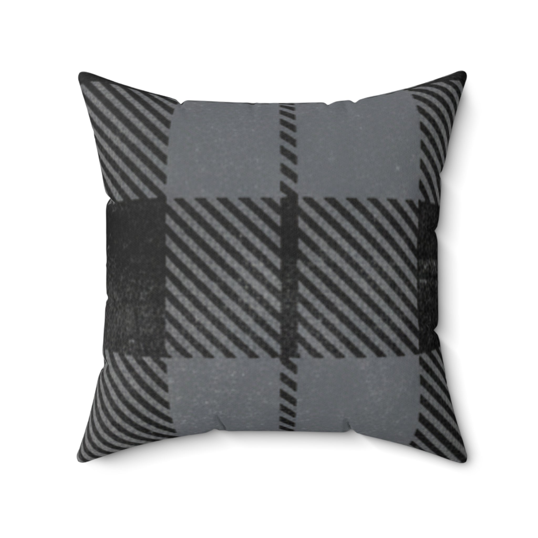 Gray Buffalo Plaid Decorative Pillow — Cozy Farmhouse Throw Cushion