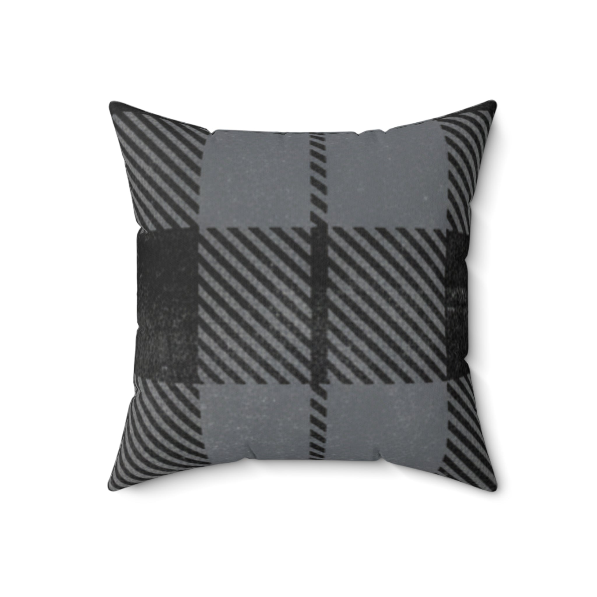 Gray Buffalo Plaid Decorative Pillow — Cozy Farmhouse Throw Cushion