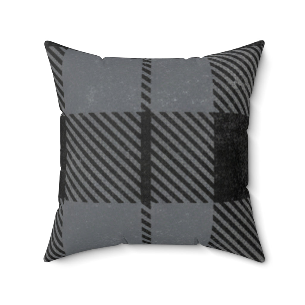 Gray Buffalo Plaid Decorative Pillow — Cozy Farmhouse Throw Cushion