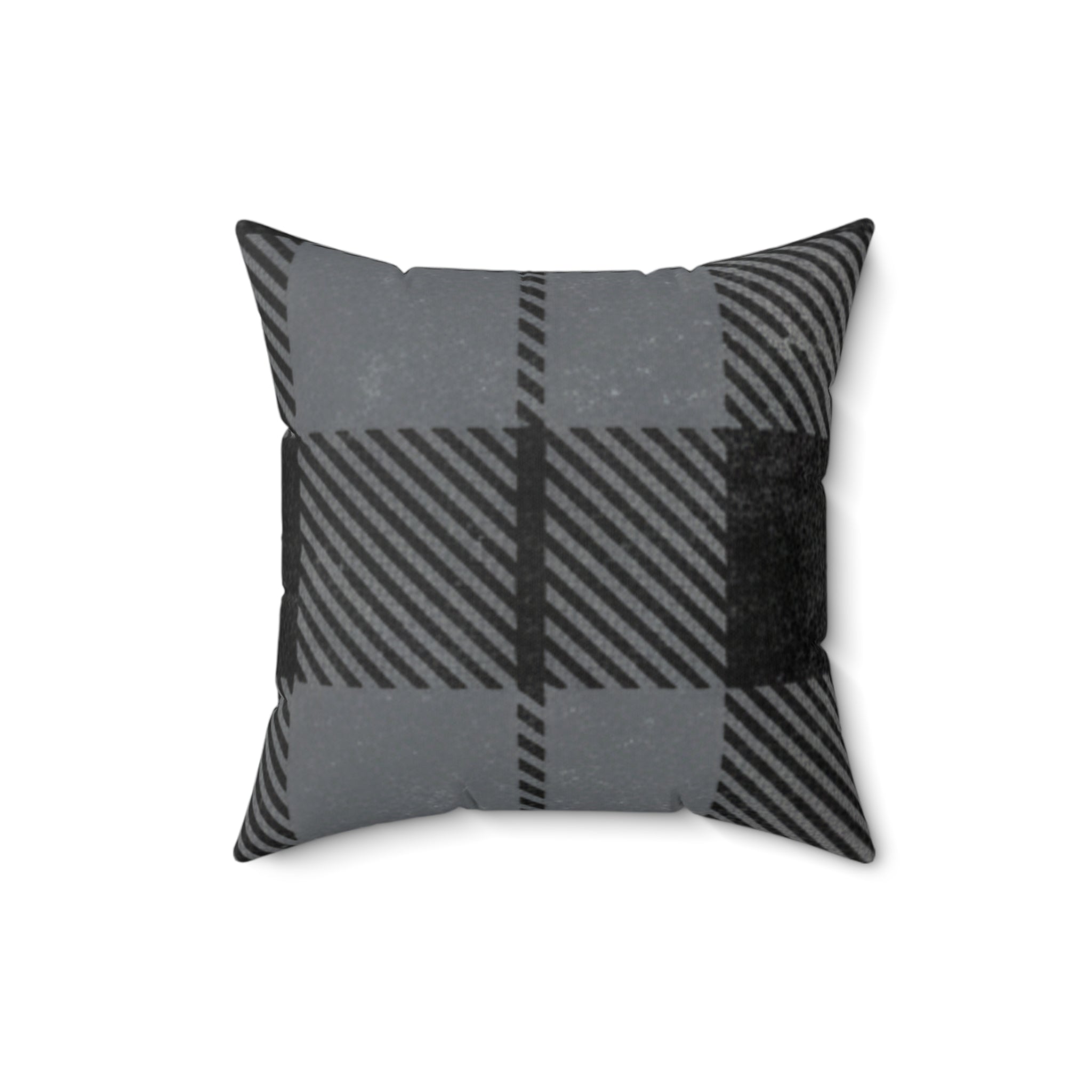 Gray Buffalo Plaid Decorative Pillow — Cozy Farmhouse Throw Cushion