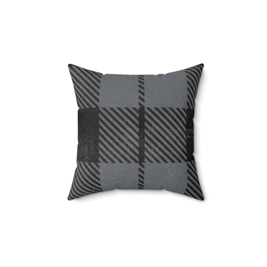 Gray Buffalo Plaid Decorative Pillow — Cozy Farmhouse Throw Cushion