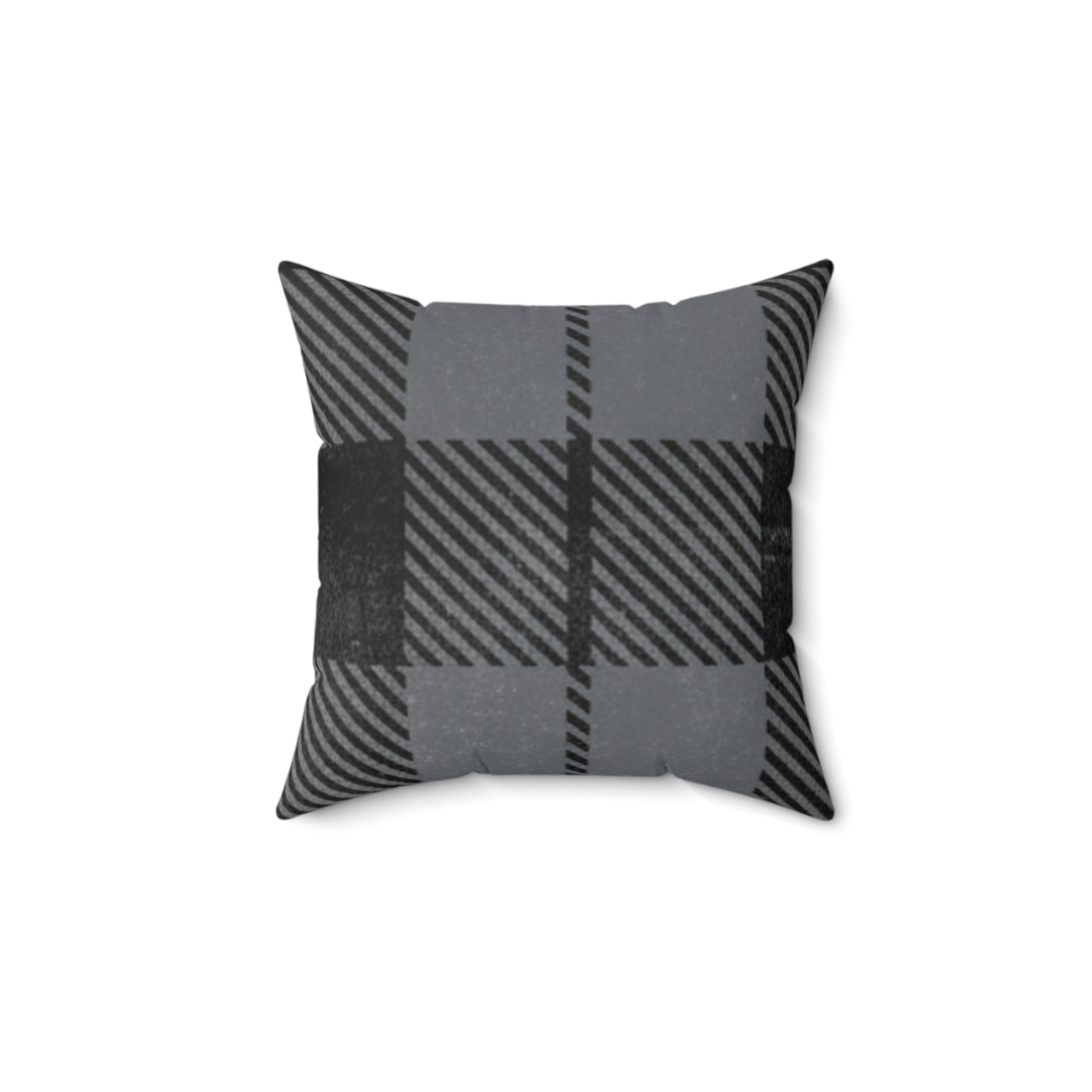 Gray Buffalo Plaid Decorative Pillow — Cozy Farmhouse Throw Cushion