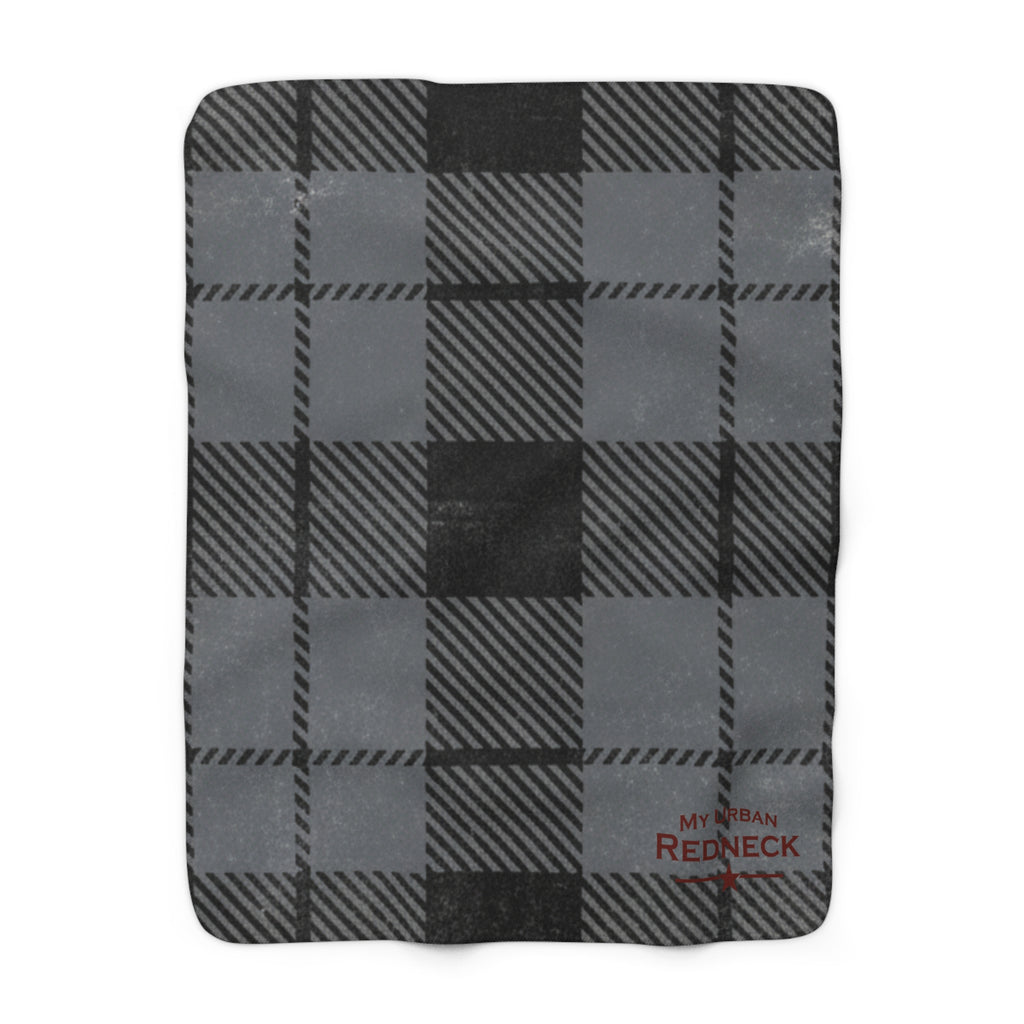Gray Buffalo Plaid Sherpa Fleece Blanket — Cozy 'My Urban Redneck' Throw