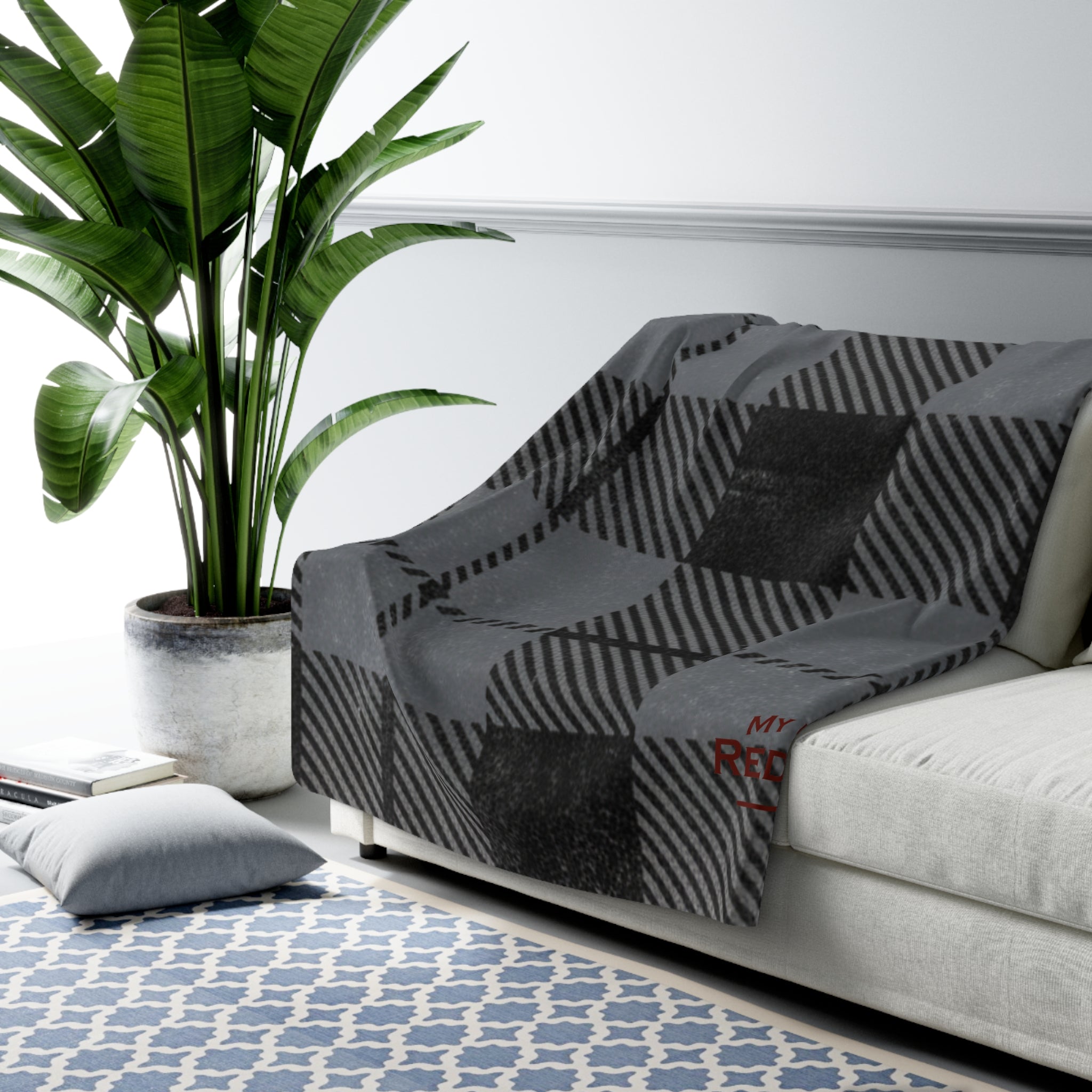 Gray Buffalo Plaid Sherpa Fleece Blanket — Cozy 'My Urban Redneck' Throw