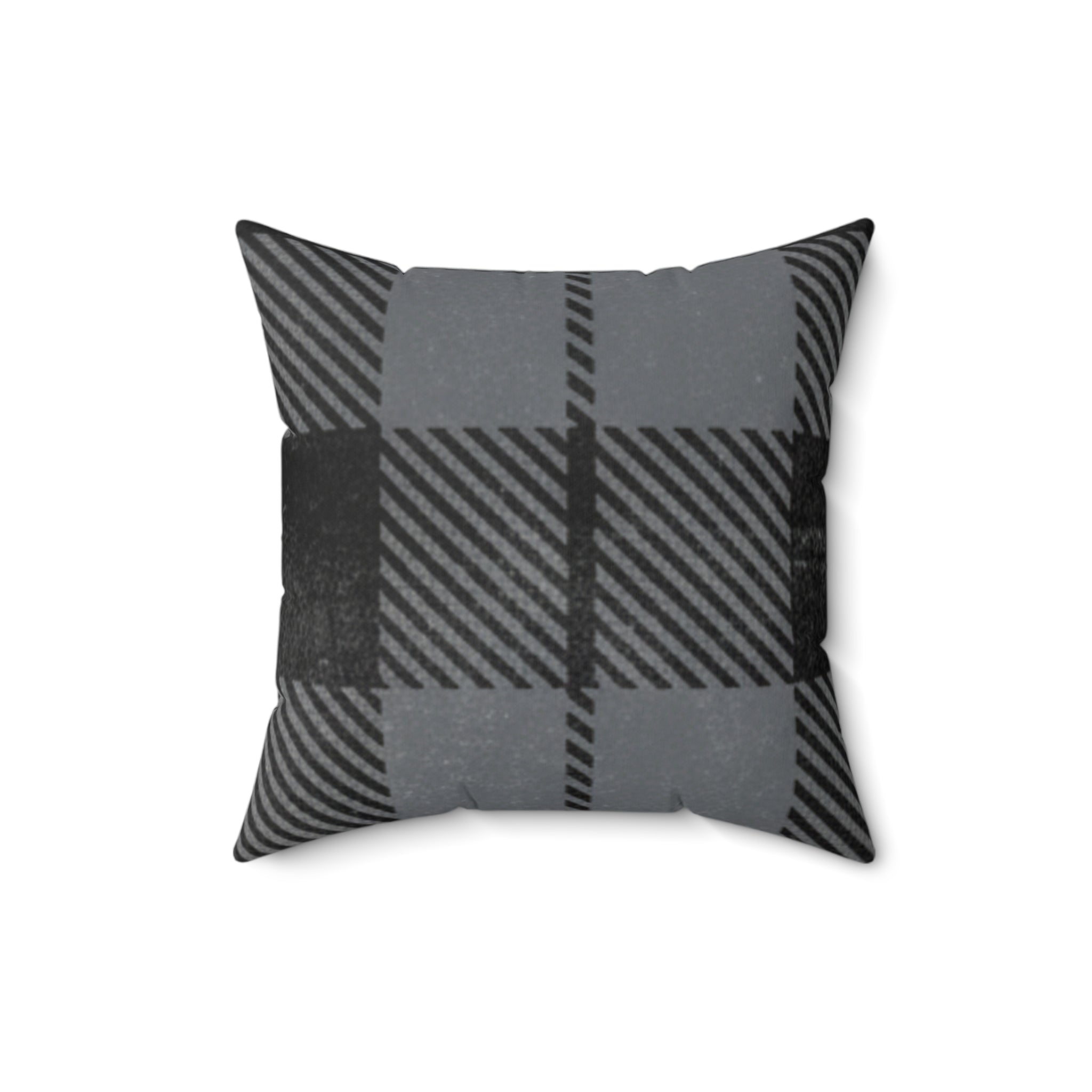 Gray Buffalo Plaid Decorative Pillow — Cozy Farmhouse Throw Cushion