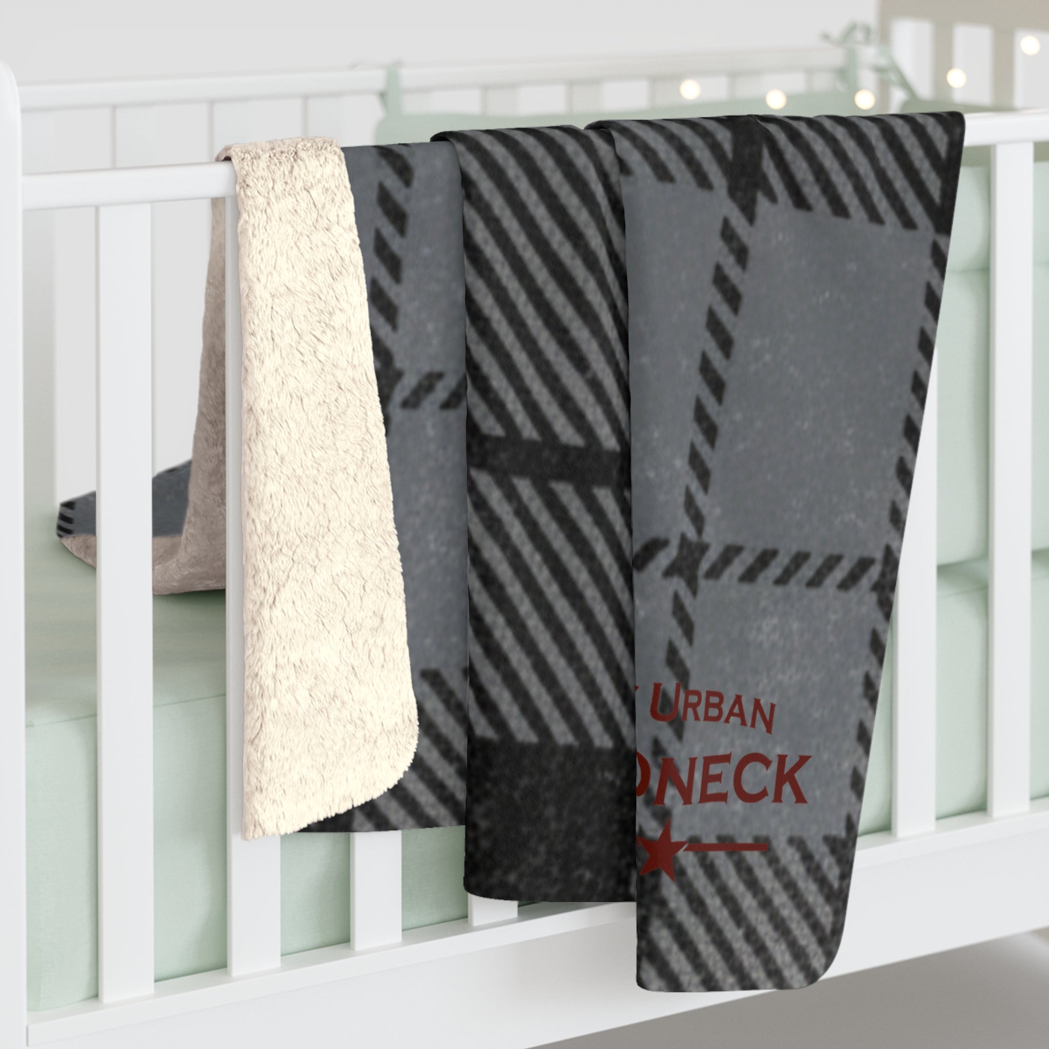 Gray Buffalo Plaid Sherpa Fleece Blanket — Cozy 'My Urban Redneck' Throw