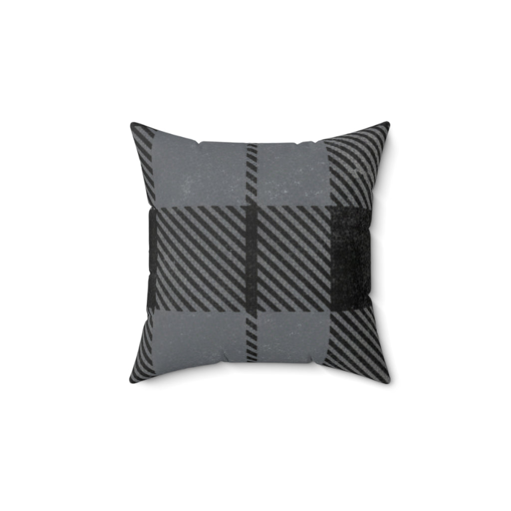 Gray Buffalo Plaid Decorative Pillow — Cozy Farmhouse Throw Cushion