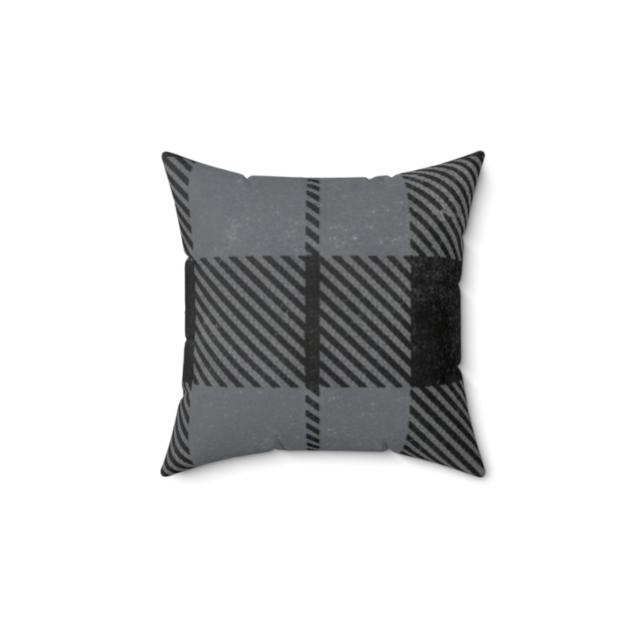 Gray Buffalo Plaid Decorative Pillow — Cozy Farmhouse Throw Cushion
