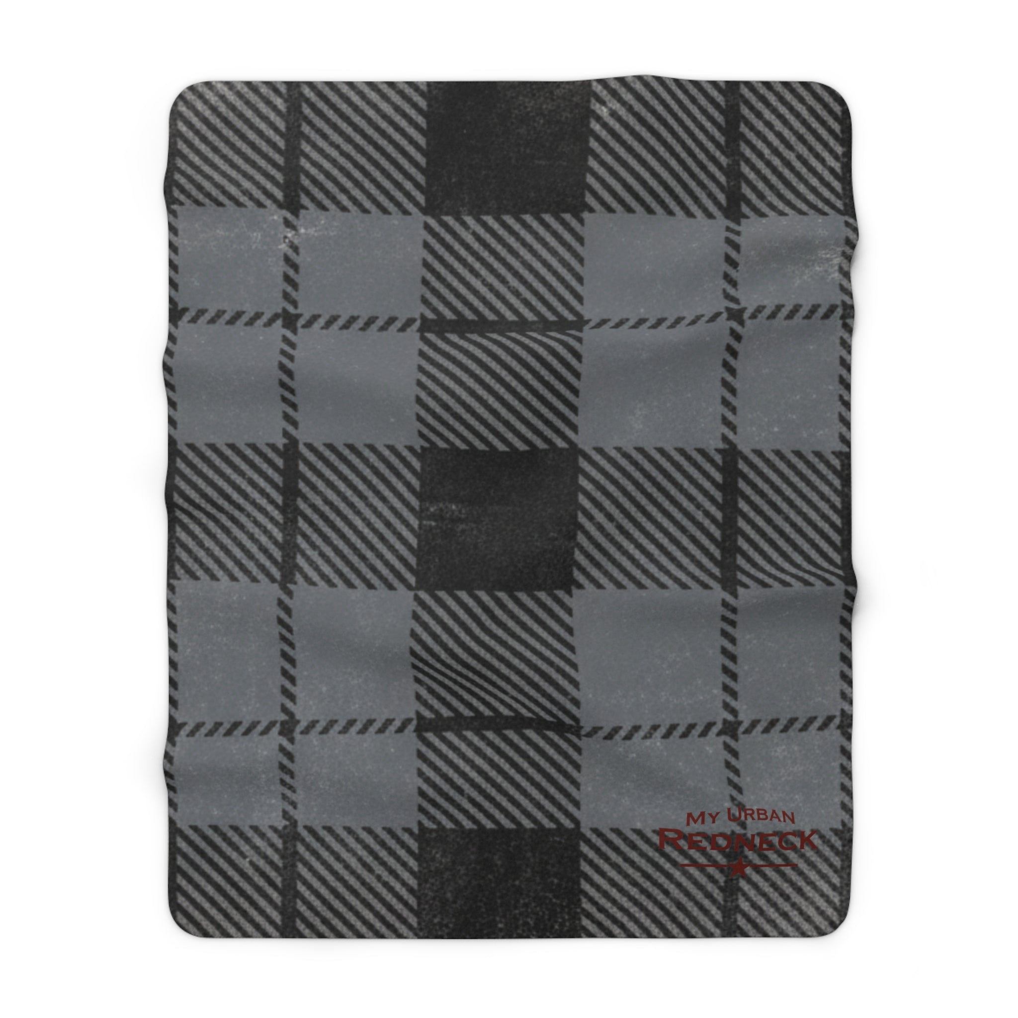 Gray Buffalo Plaid Sherpa Fleece Blanket — Cozy 'My Urban Redneck' Throw